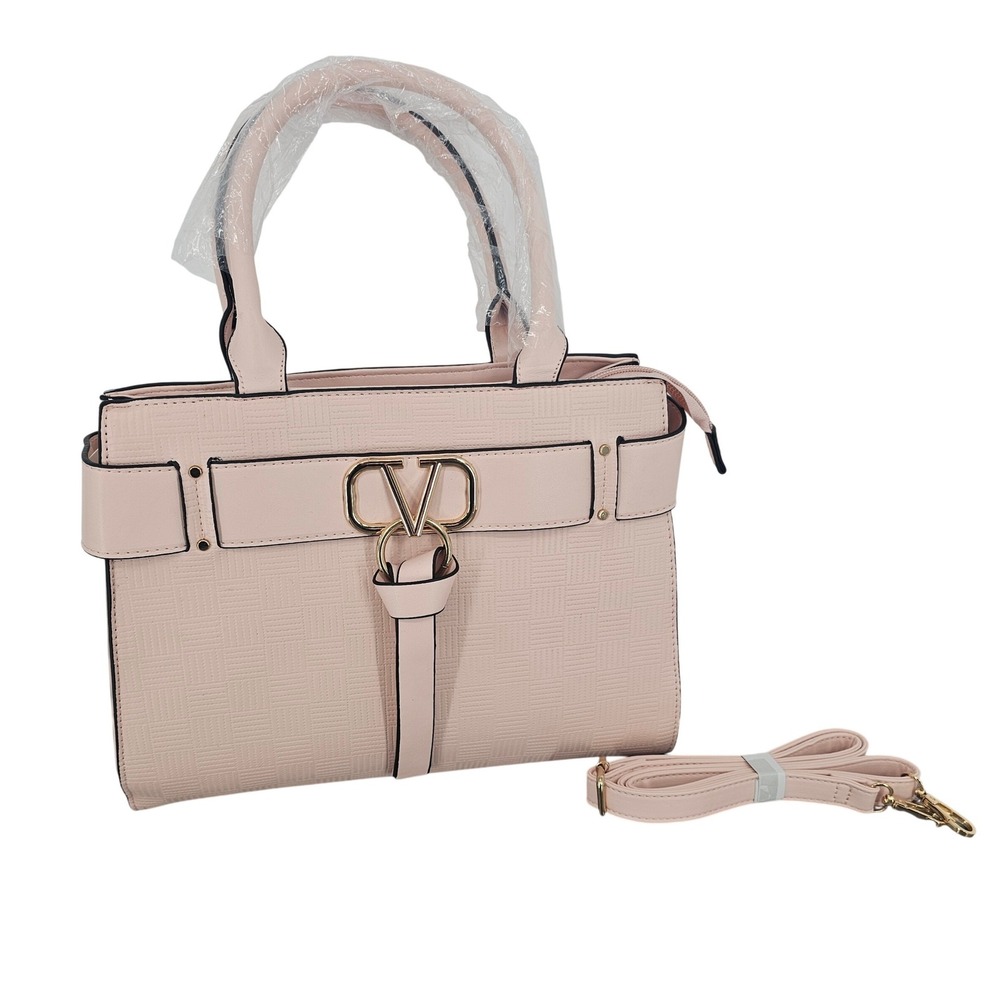 Valentina Blush Pink Textured Satchel Handbag Crossbody Bag New With Dust Bag